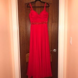 Bright Red Long Evening Dress